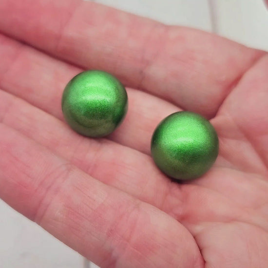 2 perles sonores 16mm couleur vert métallisé création bolas de grossesse