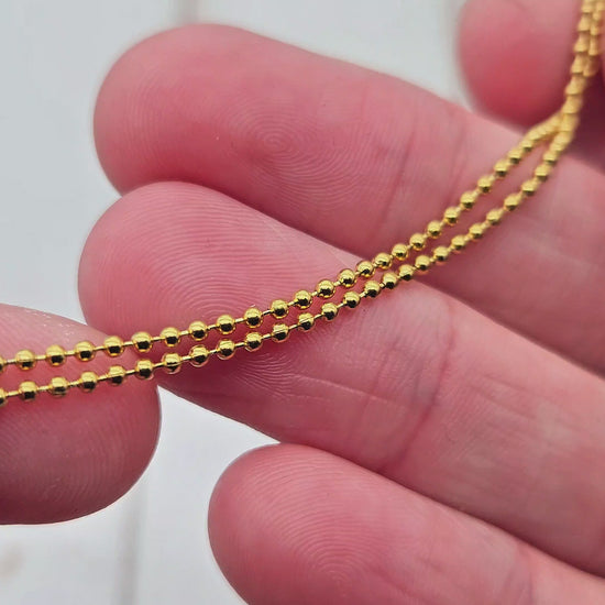 Chaîne à billes 1,5mm acier inoxydable doré, au mètre