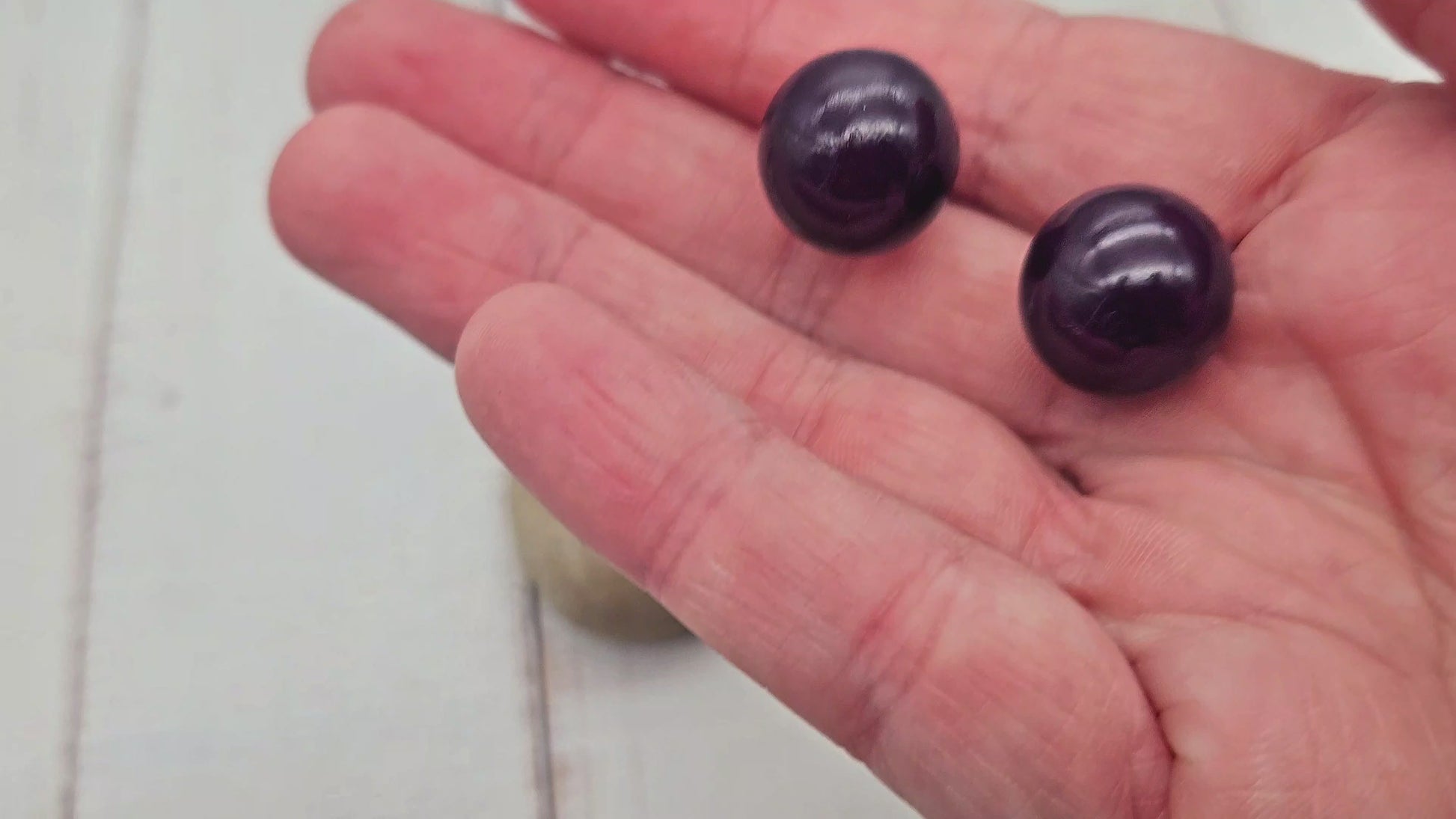 2 perles sonores 16mm couleur violet foncé création bolas de grossesse