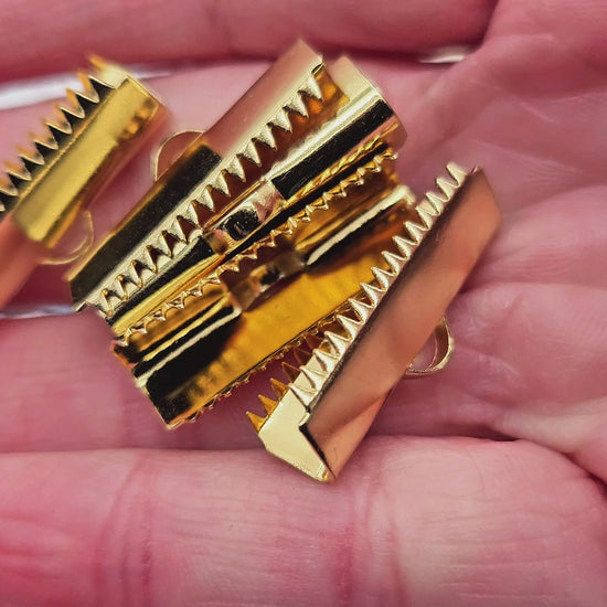 10 embouts fermoirs griffes 25mm acier inoxydable doré