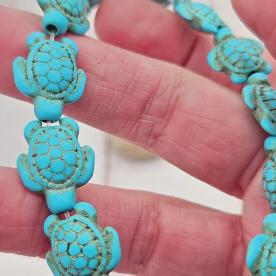 23 perles tortue en turquoise synthétique