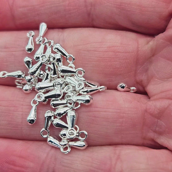 200 breloques gouttes 7mm argent clair