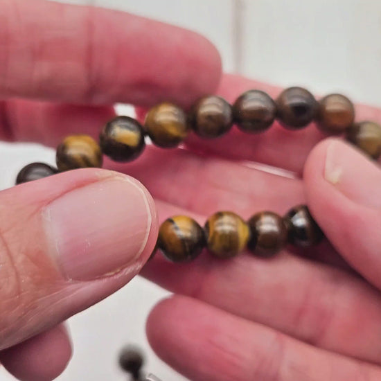 45 perles oeil de tigre 8mm
