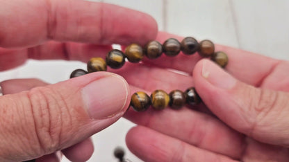 45 perles oeil de tigre 8mm
