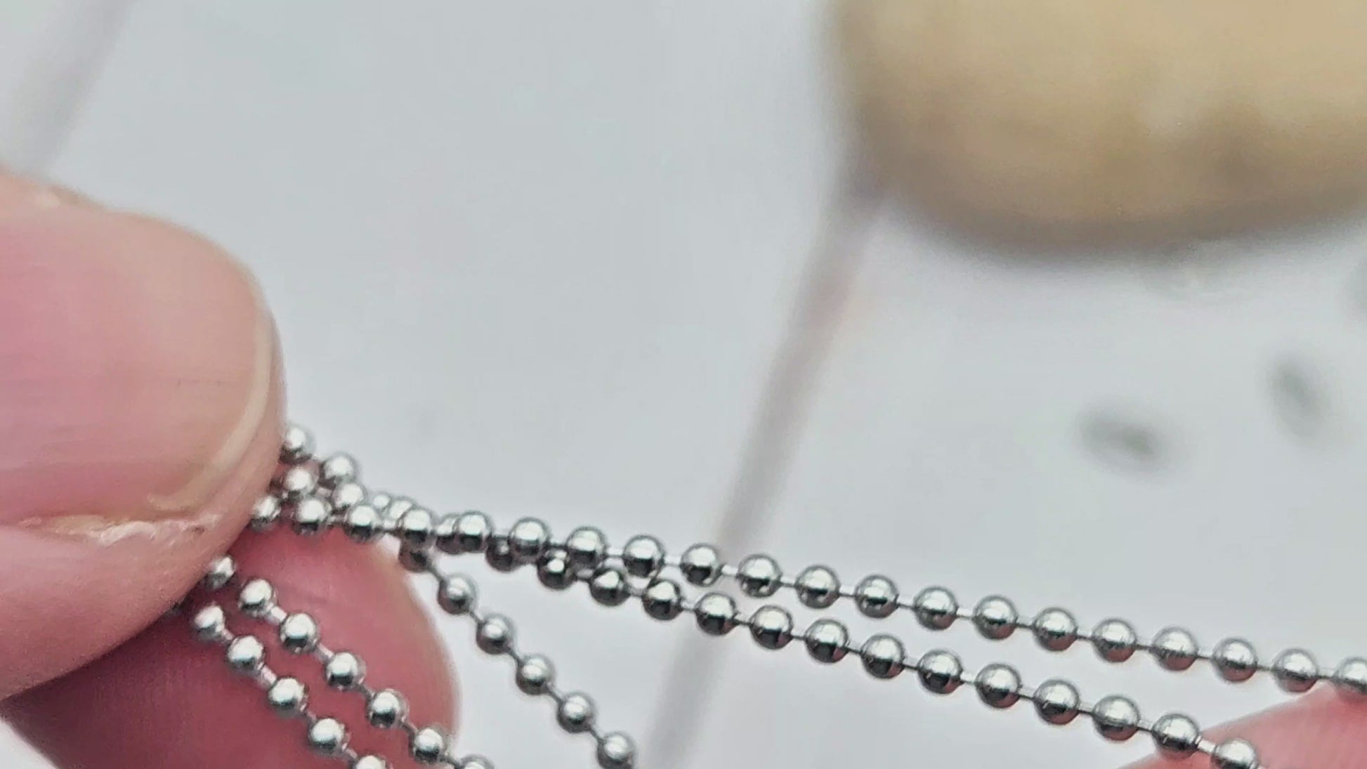 Chaîne à billes 1,5mm acier inoxydable, 1 mètre